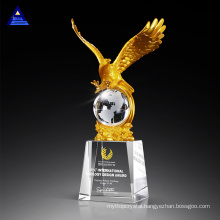 New Clear Customized Business Sport Gift Grammy Unique Metal Eagle Trophy Globe Crystal Award